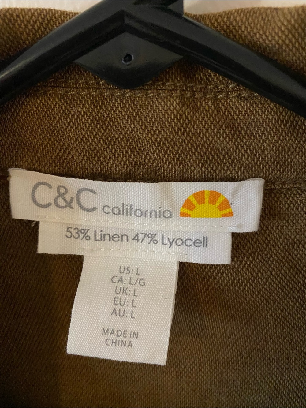 C&C California linen blend Women's Tan Drawstring Utility Jacket size Large - Picture 2 of 8